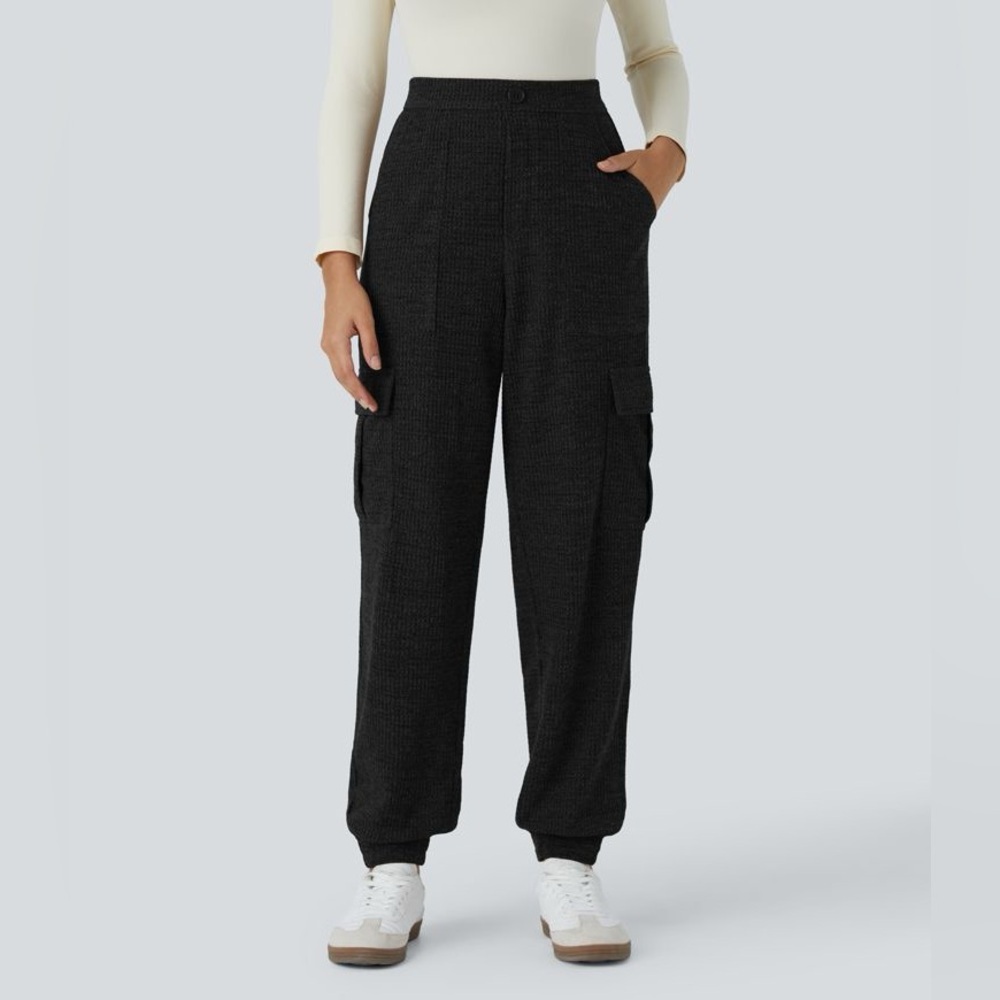 High Waisted Decorative Button Multiple Pockets
Knit‎ Waffle Casual Cargo…